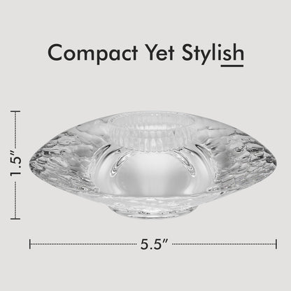 Orrefors Discus Votive, Tealight Candle Holder, Made from Crystal, Modern Statement Piece Decor, Shelf Decoration & Table Centerpiece, 1.75" x 5.5" - Clear