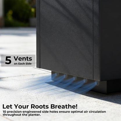 Worth Metal Rectangular Planter Box, 36"x12"x16" Matte Black Planter with Insert Shelf & Drainage Holes, Low Profile Plant Box for Patio, Garden, Deck, Easy to Install
