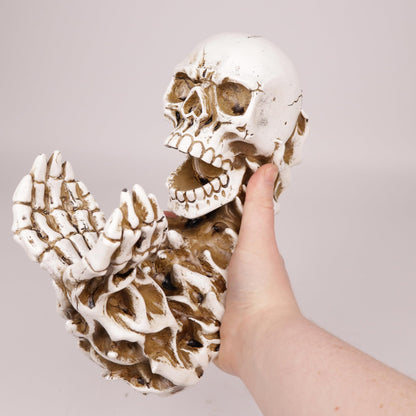 Needzo Resin Skeleton Wine Bottle Holder, Gothic Tabletop Kitchen Accessory, Great Gift for Bar, 4 x 10 x 7 Inches