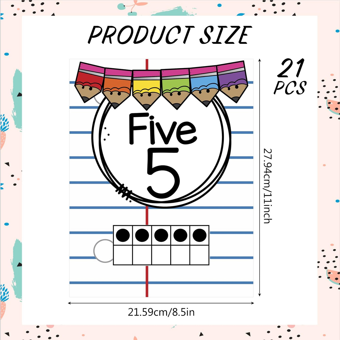 Colarr 21 Pcs Number Posters for Classroom Wall Decor 11 x 8.5 Inch Educational Number Poster Learning Chart for Kindergarten Preschool Teacher Classroom Must Have Essentials(Composition Notebook)