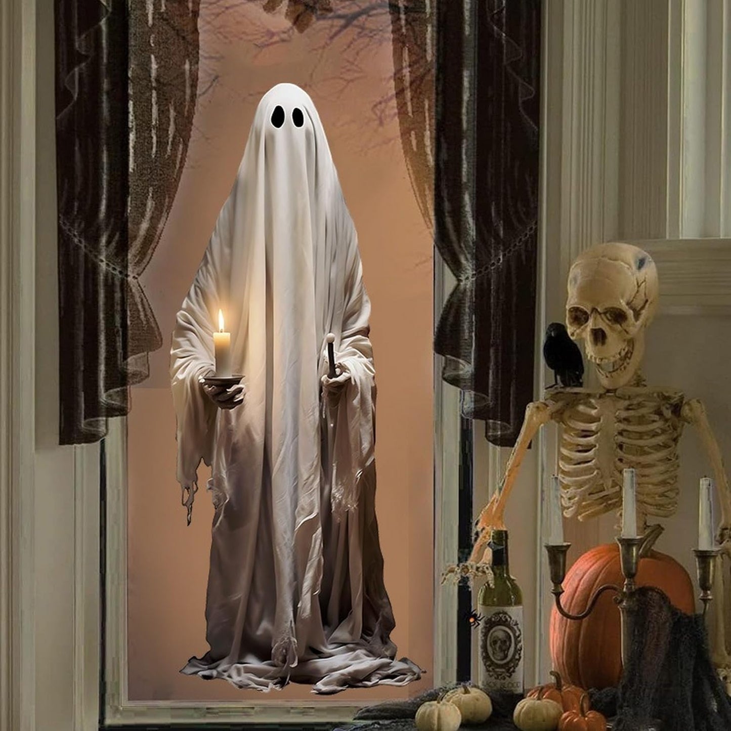 2 Sheets Halloween Ghost Window Clings Ghost Window Decals Ghost Reusable Stickers for Spooky Halloween Home Decoration Windows Glass Mirror Decor Holiday Party Supplies
