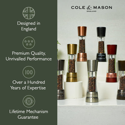 Cole & Mason Derwent Salt and Pepper Grinder Set - Refillable Salt & Pepper Grinder Set with Gourmet Precision Mechanisms - Kitchen Accessories for Cooking - Gift Set, Iron Grey