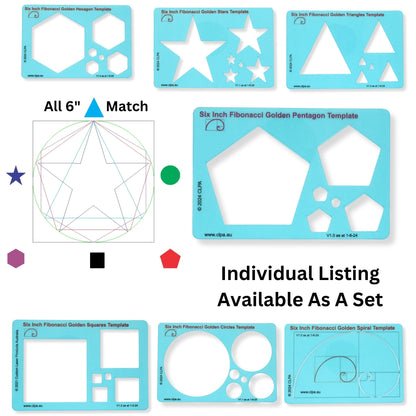 6" Pentagon Stencil Template — Golden Ratio Tool for Drawing — Fibonacci Template — Geometric Stencil for Art, Drafting and Quilting — Clear PETG — Made in Australia
