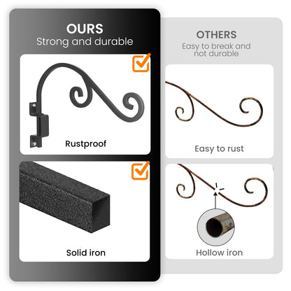 Swivel Plant Hangers Outdoor: 2 Pack 16 Inch Metal Hanging Plant Bracket Sturdy Wrought Iron Plant Hooks Indoor Wall Mount for Hanging Bird Feeders, Lanterns, Flower Baskets, Wind Chimes, Black