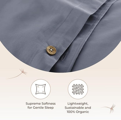 100% Organic Cotton Duvet Cover King Size - Naturally Soft Lightweight & Cooling Duvet Cover Set with Decorative Shams - Premium GOTS Certified 300 Thread Count Sateen Weave (Mineral, King)