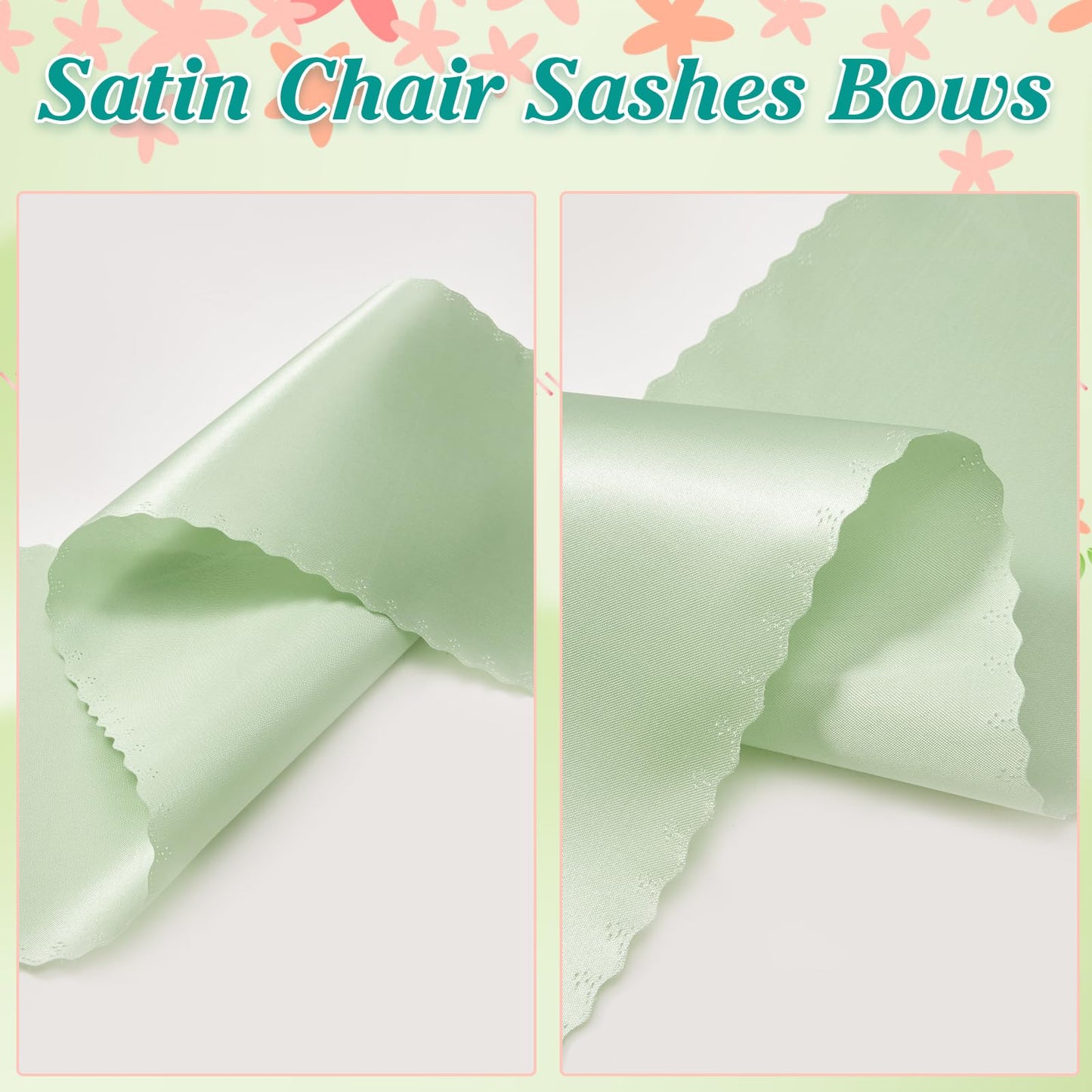 Pack of 80 Sage Green Satin Chair Sashes Bows Ties Upgraded 7 X 108 Inch Chairs Ribbons for Festive Gift Hotel Wedding Ceremony Halloween Christmas Thanksgiving Party Banquet Event Decoration