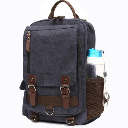 mygreen Crossbody Bag, Canvas Chest Leather Messenger Bag with One Strap Sling for Travel and Hiking (Large, Black)