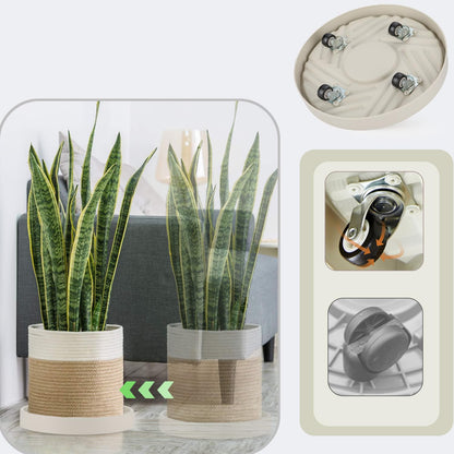 JAOXISOU 2 Pack Plant Caddy with Wheels,10" Rolling Plant Stand 165 LBS Heavy Duty with Hidden 360 ° Rotating Silent Wheel Wheels for Outdoor Indoor Large Plant Pots, Flower Pot, Patio