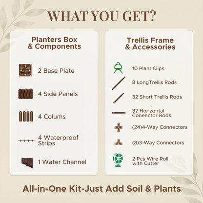 Growia 2 Pack Tomato Planter with Trellis 43 Inch, Self Watering Planter Box with Trellis, Vertical Raised Garden Bed Planter for Climbing Vegetables Indoor Outdoor Patio