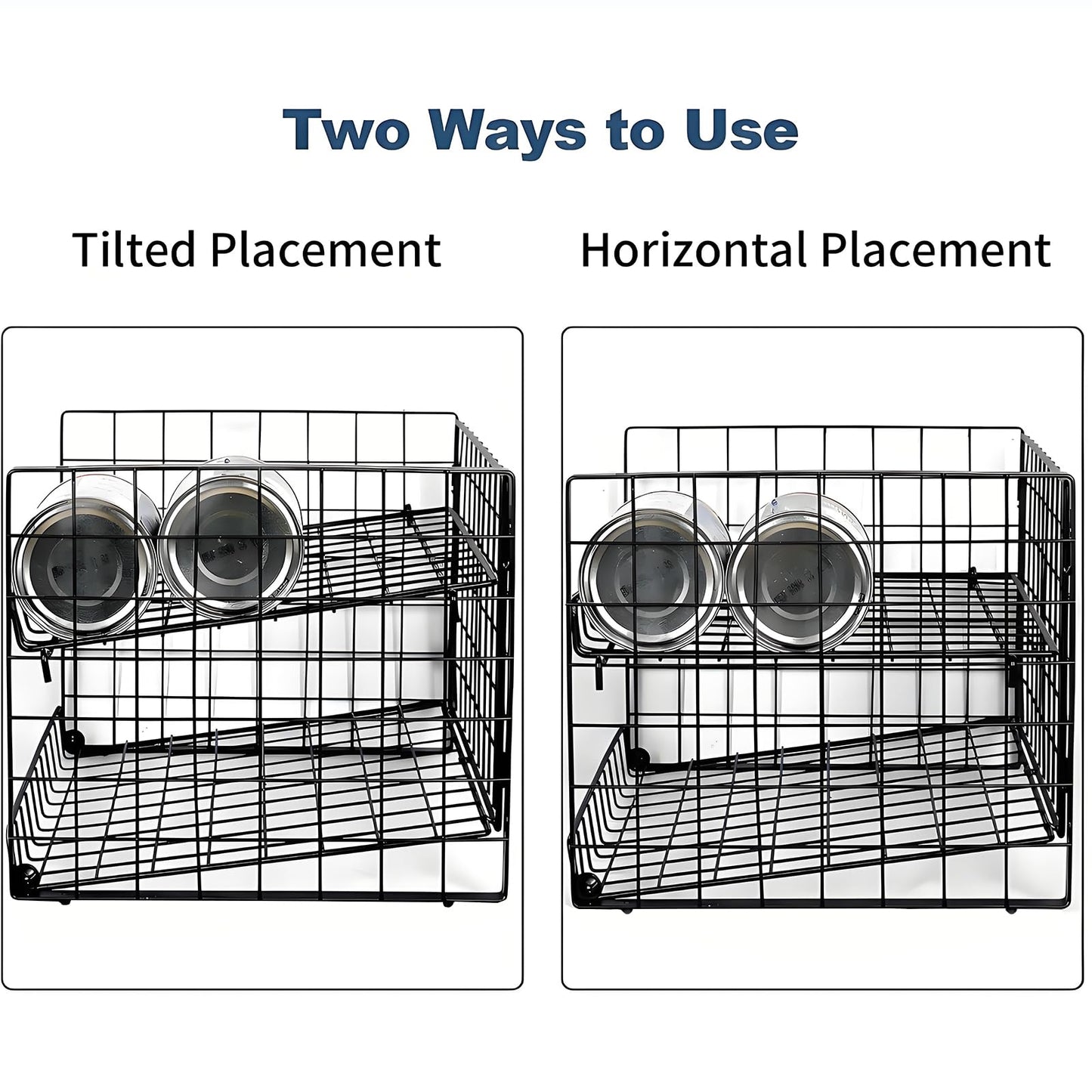 JKsmart 2-Tier Stackable Can Rack Organizer for Pantry, Adjustable Can Dispenser Holds Up to 62 Cans, Can Storage Holder for Various Ounces of Canned Food Soda Drinks, Black, 2 Pack (Petent Pending)