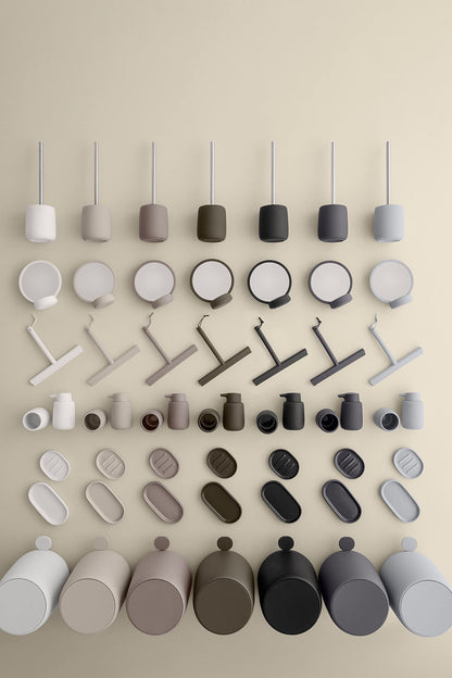 blomus SONO Modern Bathroom Countertop Tumbler and Toothbrush Holder Organizer - Ceramic Soft Touch - Magnet (Charcoal)
