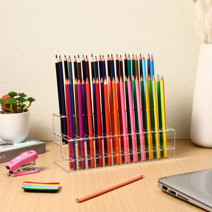 Cabilock 48-Slot Acrylic Pen Display Stand, Marker and Brush Organizer, Pen Holder, Makeup Eyebrow Art Brush Rack for Home Office Desk School