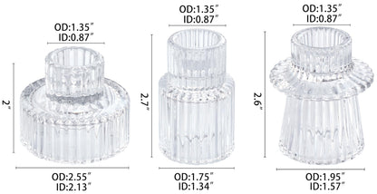 Vixdonos Glass Candlestick Holders Tealight Candle Holders for Table Centerpieces, Wedding Decor and Dinner Party (6 Pcs, Clear)