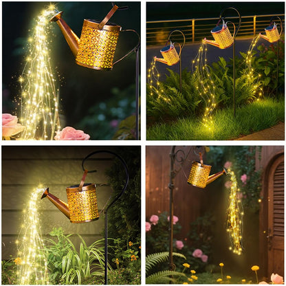 Solar Lights Outdoor Decorative, Metal Solar Watering Can Lights Waterproof, Large Hanging Garden Decor Yard Lights Outside Patio Lawn, Gifts for Mom Grandma Women Birthday Christmas