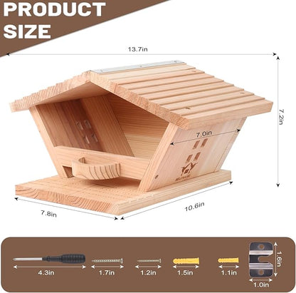 Premium Fir Wood Mourning Dove Nesting Box, 13.7" L x 7.2" H x 10.6" W Pigeon House, Ideal Outdoor Habitat for Pigeons - Easy to Install & Remove