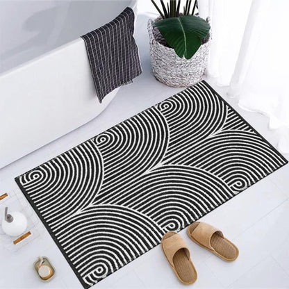 Tiffasea Front Door Mat 2'x3', Machine Washable Welcome Mats Cotton Woven Small Rug Reversible Indoor Outdoor Rugs Layered Floor Mat for Entryway/Kitchen/Bathroom/Bedroom(Black and White)