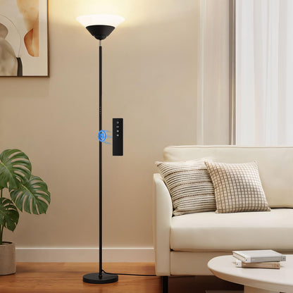 SIBRILLE Torchiere Floor Lamp, 72 Inch 30W LED Standing Lamp, 1800LM, Stepless Dimmable, 3000K-6500K, Remote and Button Control, Modern Pole Light for Living Room Bedroom Office, Black