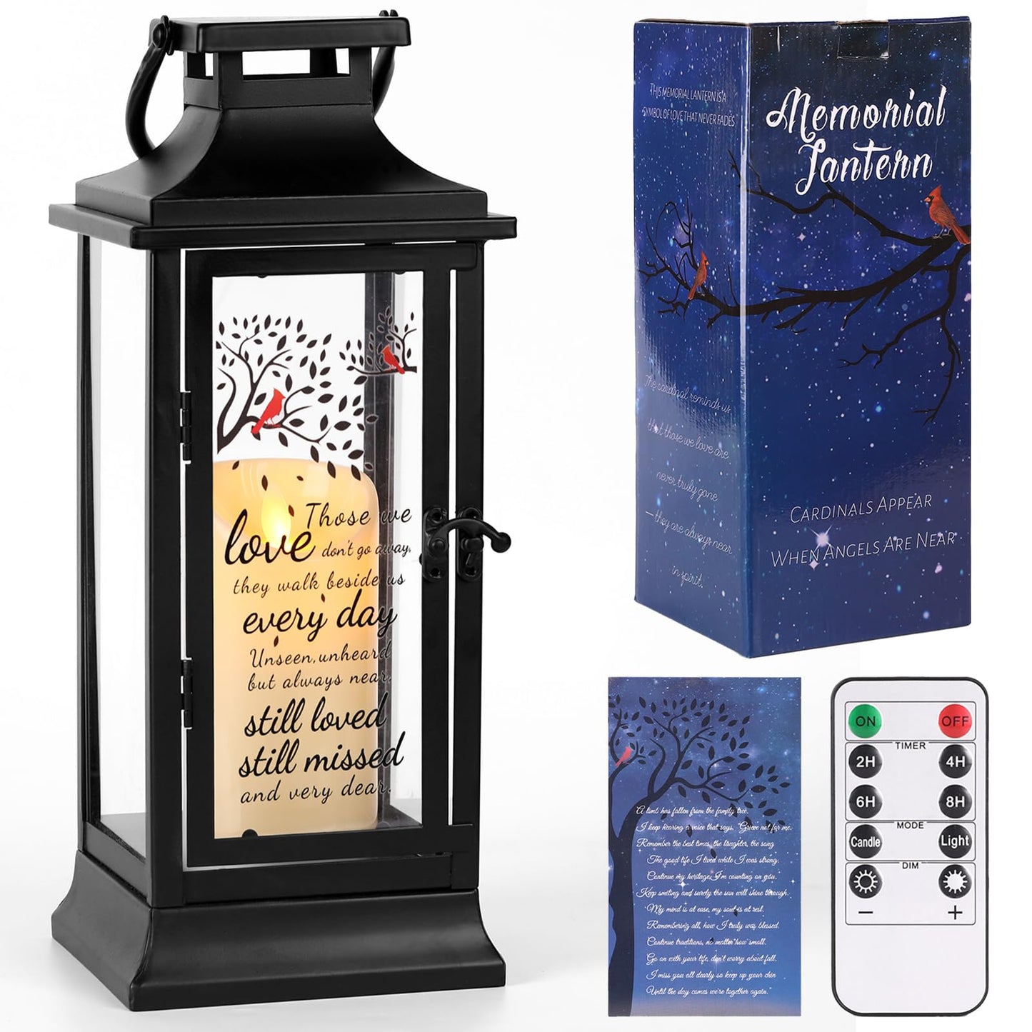 HAVITI Sympathy Gifts for Loss of Loved One Memorial Lantern, Black Memorial Gifts for Loss of Mom Dad Loved One, Acrylic Metal 14 Inches Bereavement Gifts Lantern