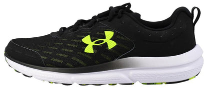 Under Armour Men's Charged Assert 10 Shoes, (004) Black/Black/High Vis Yellow, 14 X-Wide
