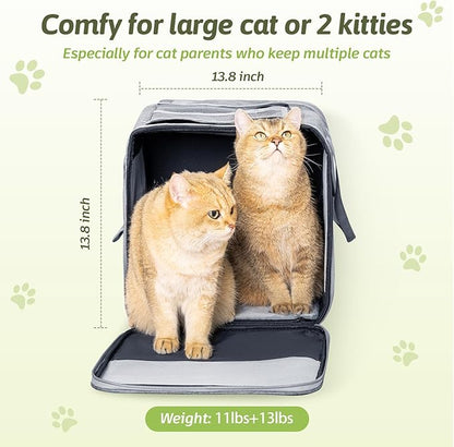 Sedioso Large Cat Carrier for 2 Cats, 21.7X 13.8X 13.8in Pet Carrier for Cat and Dog Up to 38lbs, All-Sided Mesh Cat Carriers with Great Ventilation, Portable Soft Sided Pet Carriers for Traveling