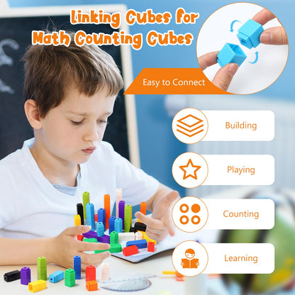 200 Pcs Orange Linking Cubes for Math Counting Cubes Manipulatives Plastic Counting Block Manipulative Classroom Learning Supplies for Educational Preschool Activities Boy Girl (Orange)