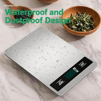 Digital Pet & Kitchen Scale 15kg/33lb, Stainless Steel Platform Food Scale with High Precision 1g/0.04oz, Gram Ounces Conversion, LCD Display, Easy Clean for Cooking Baking Shipping & Pet Weight