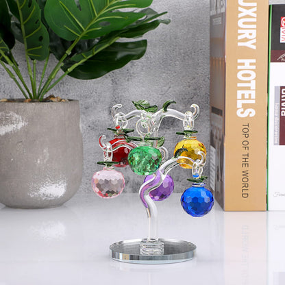 OwnMy Crystal Apple Tree Ornament Artificial Apple Tree Figurine Decorative Apple Tree Collectible, Glass Apple Tree Paperweight Table Decoration Centerpiece for Living Room Home Office Birthday Gift