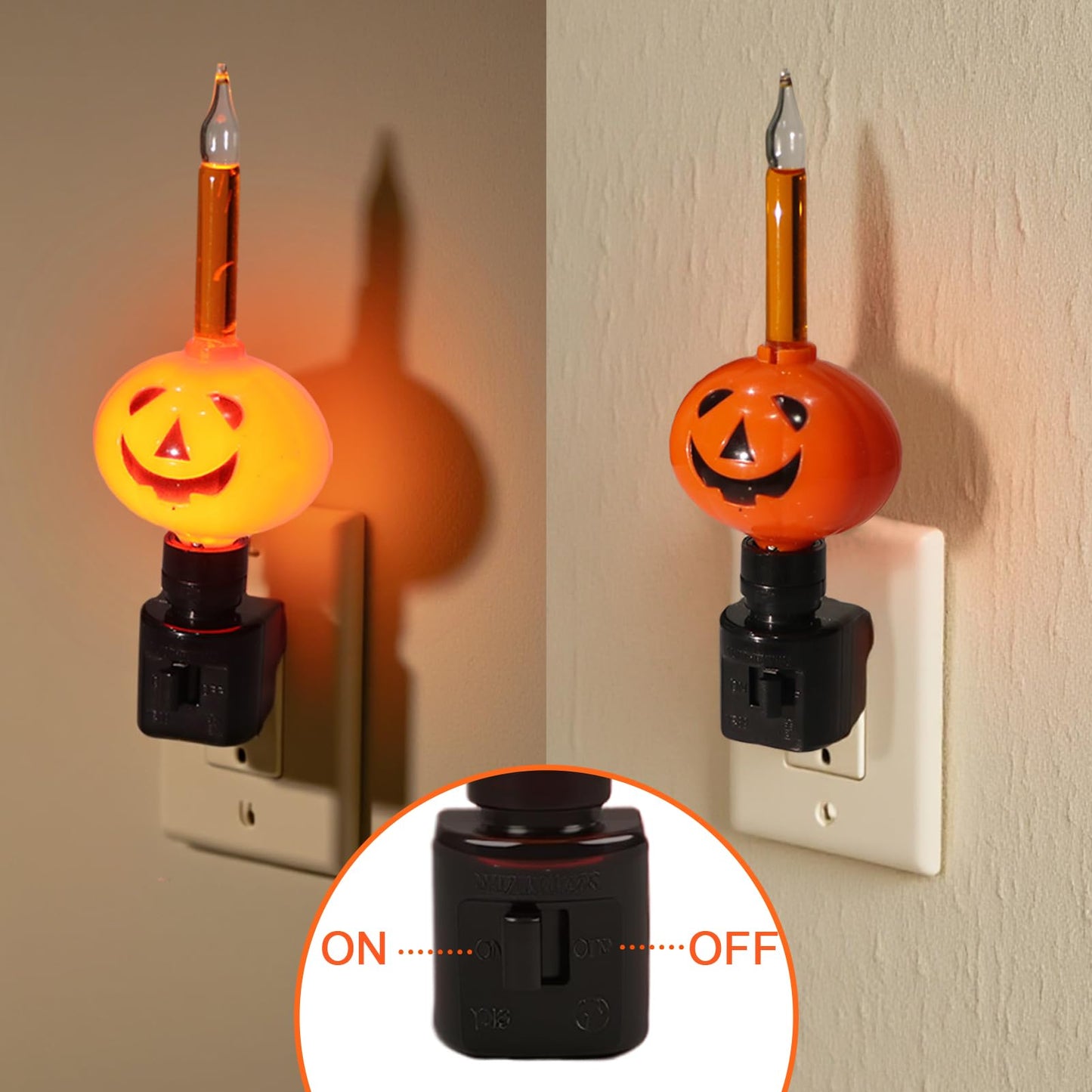 Lasumora Halloween Night Light, Bubble Night Light Plug in LED Pumpkin Jack O' Lantern, Halloween Decor Indoor for Party Gift with Swivel Plug, Bubbling Glitter Bulb, Orange Liquid