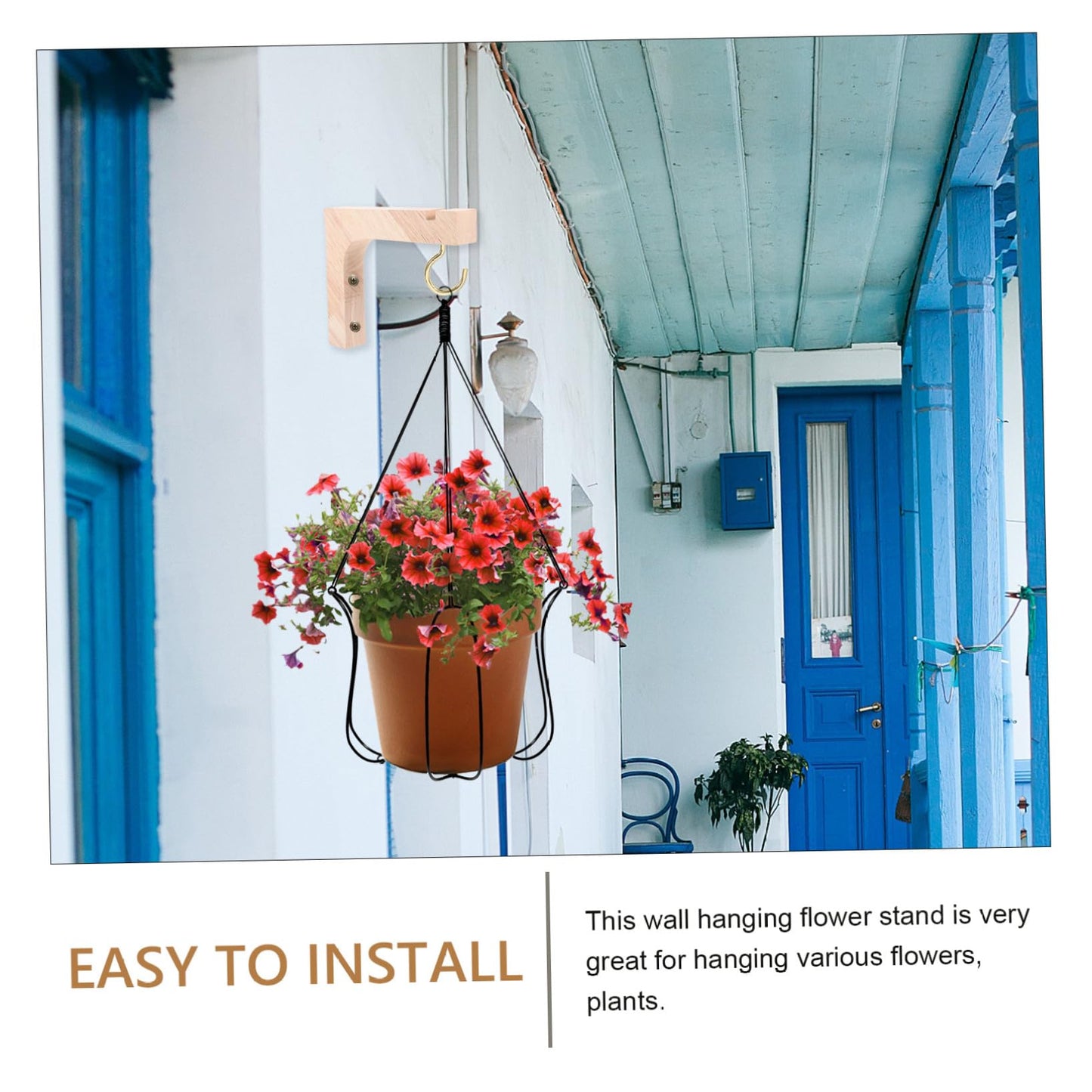 Outanaya Wooden Plant Hooks 2pcs Heavy Duty Wall Plant Hangers Indoor Outdoor Wall Mount Brackets for Hanging Flower Pots
