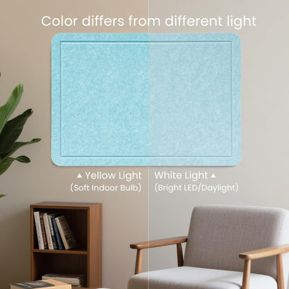 Lightomorrow Bulletin Board, 24 x 18 Inches Cork Board Alternative Decorative Felt Pin Board with Safe Removable Adhesives & 27 Push Pins for Home Office Classroom Walls-Light Blue