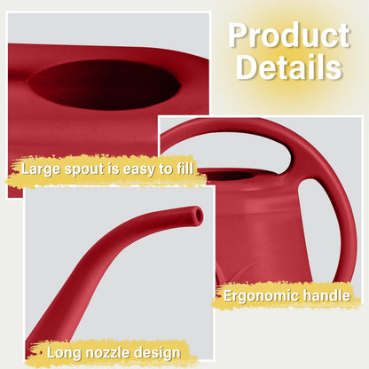 ZXJ Plant Watering Can - for Indoor and Outdoor Home Garden Plants - with Long Spout - Wine Red - 1/2 Gallon