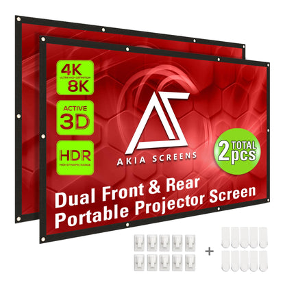 Akia Screens 120" Dual Projection Projector Screen, 16:9 Front & Rear, Portable Foldable Anti-Crease, 8K / 4K Ultra HD Ready Indoor Outdoor Home Theater Screen, AK-DIYOUTDOOR120H1.
