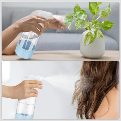 Worldgsb 2 Pack Glass Spray Bottles with Silicone Sleeve, 16 oz Empty Refillable Containers with Adjustable Spray Nozzles, Spray Bottles for Hair, Cleaning Solutions and Plants Blue