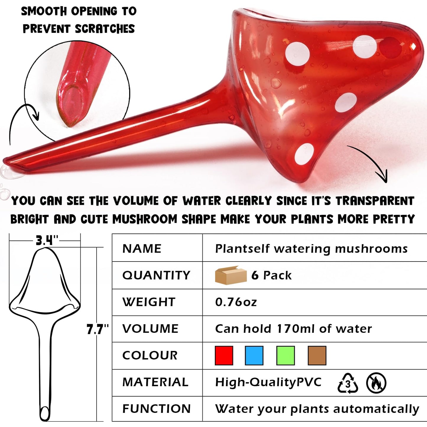 Famstar Plant Self Watering Globes Bulbs Planter Insert Automatic Plastic Watering Devices Plant Waterer Spikes for Indoor Outdoor,Self Irrigation System Lasts for One Week