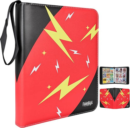 Premium Trading Card Storage Album,9 Pocket 40 Side Pages, 360 Cards,Black Zipper Binder for Collectible Games, Sports Card Organization&Protection (Red/Black)