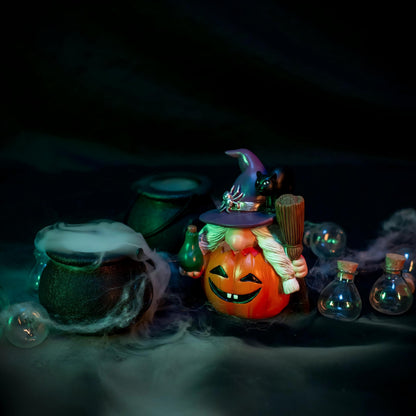 WZAPPKEW 3PCS Halloween Gnomes Figurines Decor Pumpkin Themed Handmade Resin Gnome Halloween Decor Vampire Wizard Witch Gnomes Gifts for Women Home Decor Statue for Tier Tray (Pumpkin)