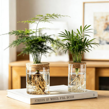 Glass Propagation Stations for Plants, Propagation Flower Vases Set, Hydroponic Glass Container Vase, 2 Large & 2 Small for Desks Houses Garden Decorations Home Kitchen Decorations and Gifts