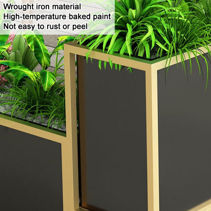 YJEUZCD Metal Planter Box, Rectangular Raised Garden Bed, Outdoor Indoor Flower Box Partition, Commercial Restaurant Patio Porch Partition Divider(Black-B,120x60cm/47.2x23.6in)