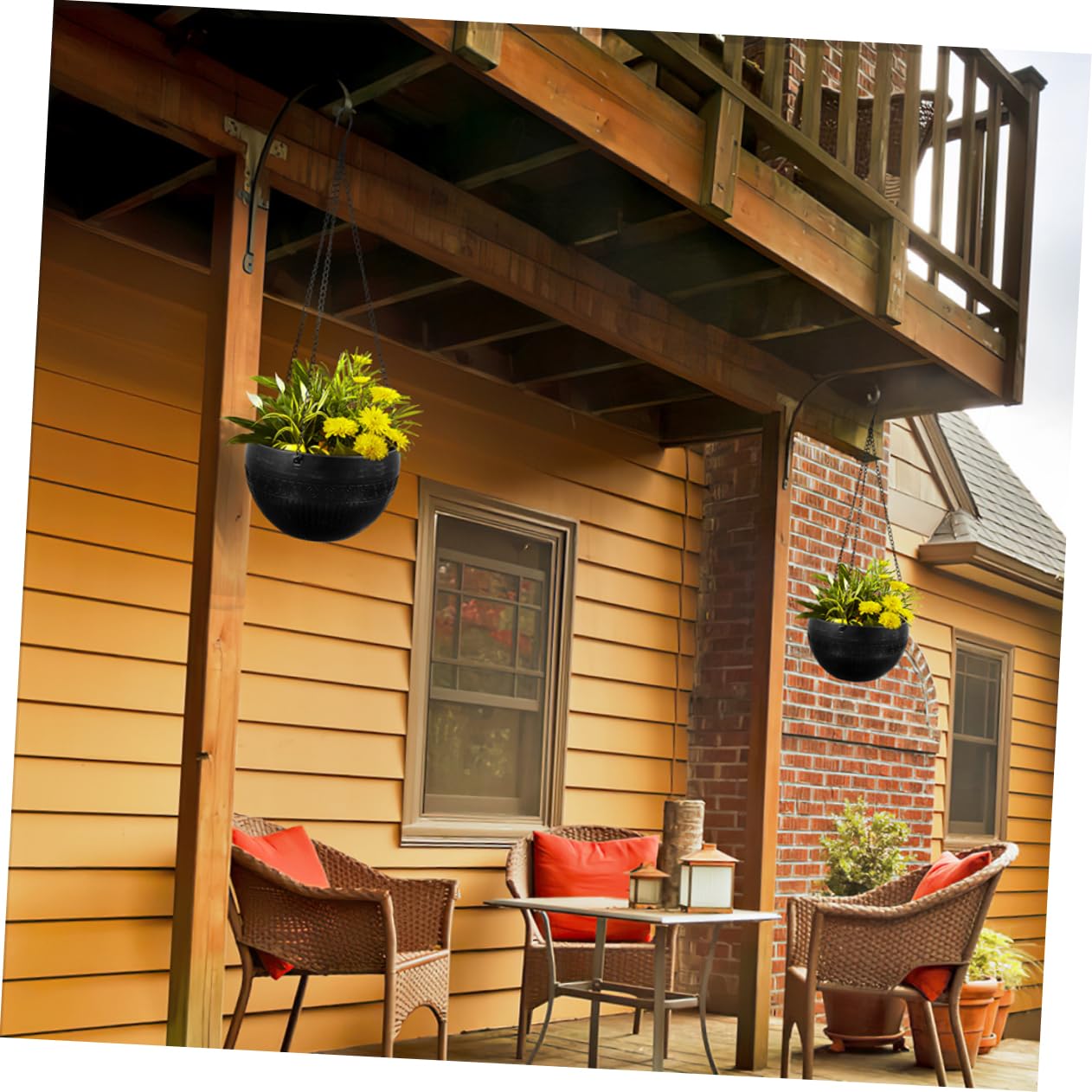 Homoyoyo Hanging Planters 2pcs Self Watering Green Pothos Plant Pot Plastic Chain for Indoor Plants Dec