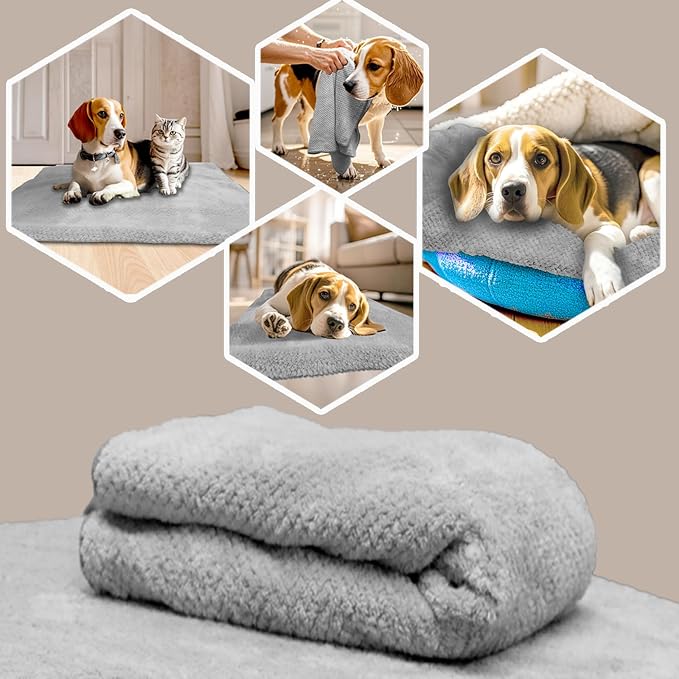 NVNAN Microfiber Dog Towel for Drying Dogs, 40 x 24 Inch Super Absorbent Pet Bath Towel, Soft Quick-Drying Grooming Towel for Small & Large Dogs, Cats, Puppies, Grey