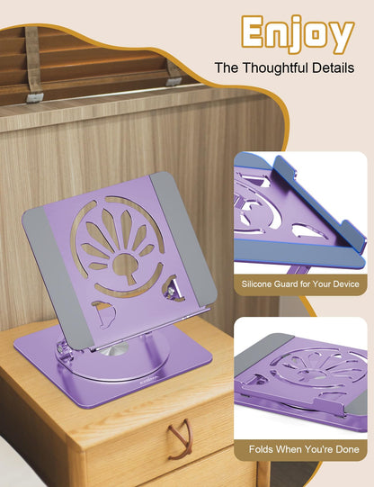 Axbima Adjustable Laptop Stand for Desk-360° Rotating Foldable Laptop Holder Ergonomic Laptop Riser for MacBook Pro/Air Dell HP Lenovo Notebook up to 16",Purple