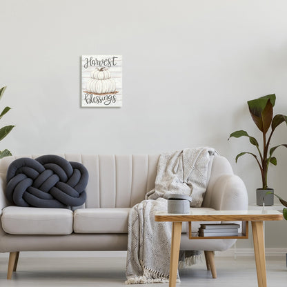 Stupell Industries 'Harvest Belssings White Pumpkins', Wall Plaque Art, 10 x 15 Inches, Easy to Hang and Sturdy, Made in USA, by Sara Baker