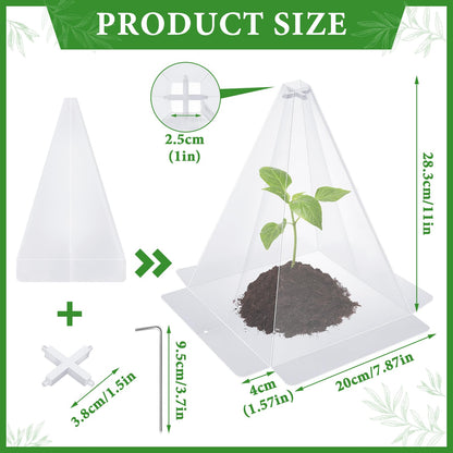 Niuyhe Garden Cloches for Plants, 20 Pack Plastic Small Plant Seedling Protector, Reusable Clear Bell Covers with 40pcs Metal Stakes, Mini Greenhouse Against Sun, Frost, Snails, Birds, 7.8" x 11"