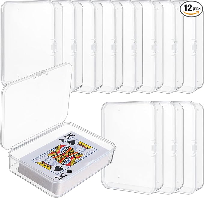Playing Card Case Clear Card Deck Box Acrylic Playing Game Card Storage Holder Blank Business Card Organizer for Game Card Beads, Craft items, Coins, Jewelry Small Accessories (12)