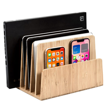 MobileVision Bamboo Device Organizer for Smartphones, Tablets and Laptops, 10 Slots