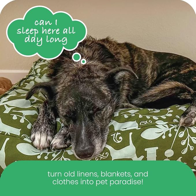 Molly Mutt Medium to Large Dog Bed Cover, Amarillo by Morning, Olive Green & Light Blue 27"x36"x5"