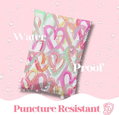 6x9 Designer Poly Mailer 100 Pack Heavy Duty Waterproof Self Seal Shipping Bags for Small Business Large Mailing Envelopes Bulk Tear Resistant Cute Packaging Happy Hearts
