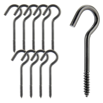 Wright Products Ceiling Hook, 10-Pack, 5 inch x .38 inch, Heavy-Duty, Weather Resistant for Indoor or Outdoor Use, for Hanging Plants, Lights, and Decorations - Matte Black