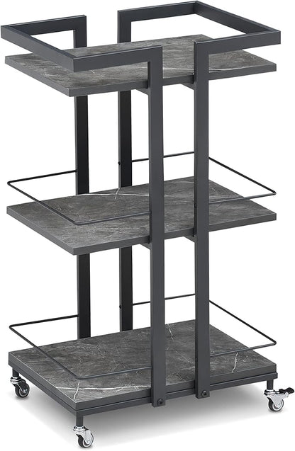 BarberPub Utility Manicure Trolley Metal Storage Rolling Barber Cart with Wheels Multi-Purpose Rack Heavy-Duty Trolley 2033 (Grey)