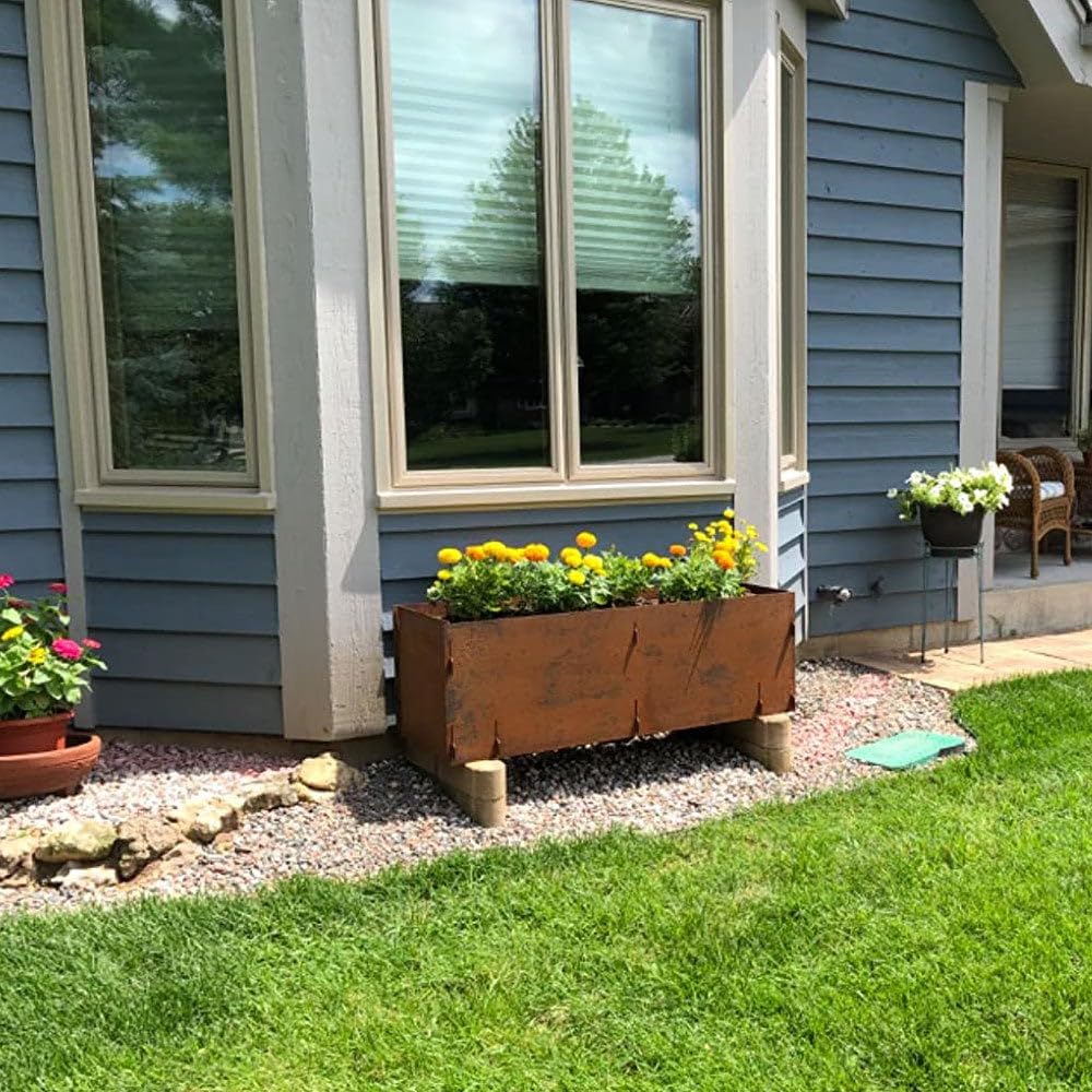 TITAN GREAT OUTDOORS Corten Steel Planter Box 16"(H) x 47"(L) Patina Rustic